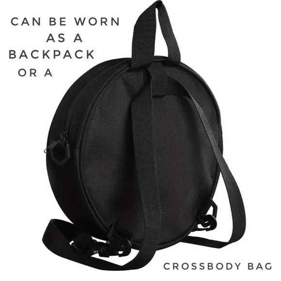 Sunflower Round Canteen Style Crossbody Bag Backpack Black Yellow Orange New - Picture 5 of 12